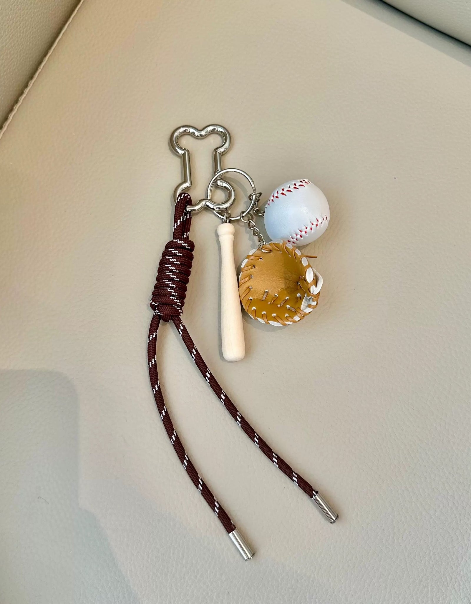 Bag Charm | Mini Baseball, Pretzel Puff, Heart Keychain Accessory
